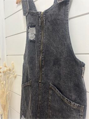 New with Tags ✨Black Acid Wash Denim Overall Dress by She+Sky